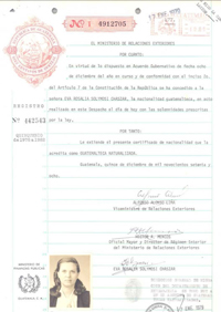 Eva obtiene su ciudadanía guatemalteca en el año de 1978.